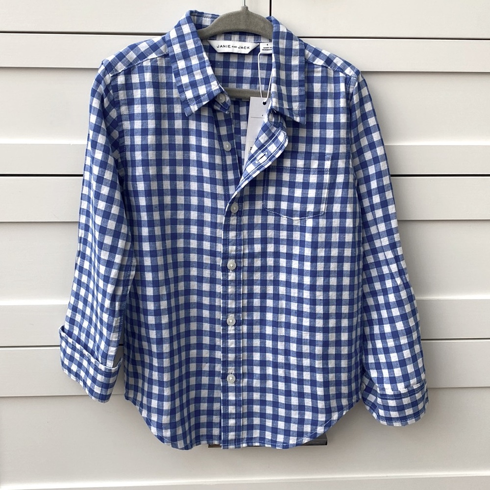 Janie and Jack Boys Size 4 Longsleeve Button Down Shirt